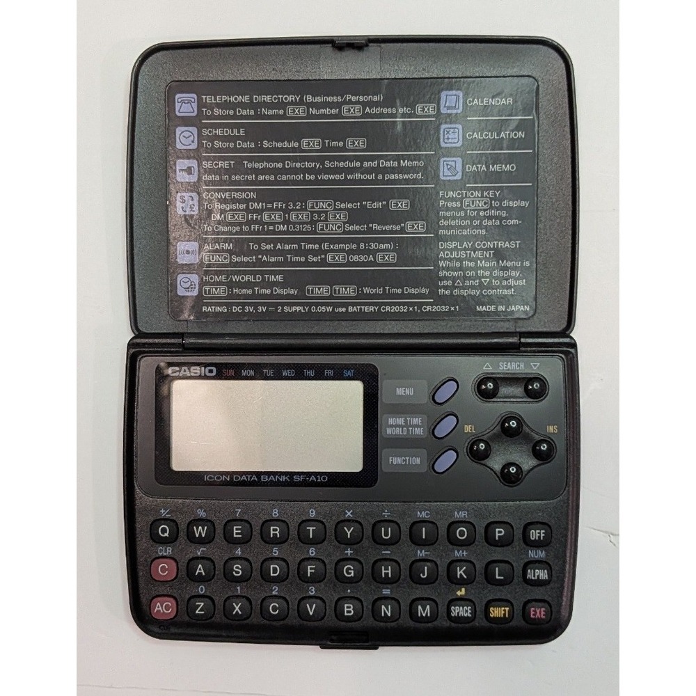 Casio Icon Data Bank SF-A10 Digital Diary Black Good Vintage Japan QWERTY PDA